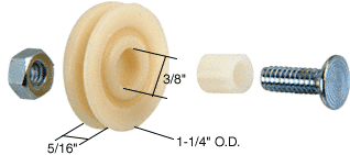 C.R. Laurence CRL 1-1/4&quot; Nylon Replacement Roller with Center Groove - Package | B555
