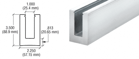 C.R. Laurence CRL 240&quot; B5L Series Low Profile Square Aluminum Base Shoe Extrusion Only Without Holes | B5L20