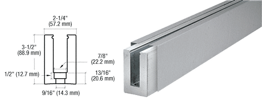 C.R. Laurence CRL Brushed Stainless Custom Cladding Low Profile Shoe for 1/2&quot; Glass with 12&quot; CTC Holes | B5LDBSC