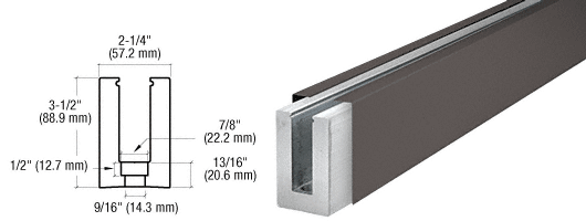 C.R. Laurence CRL Duranodic Bronze Custom Cladding Low Profile Shoe for 1/2&quot; Glass with 12&quot; CTC Holes | B5LDDUC