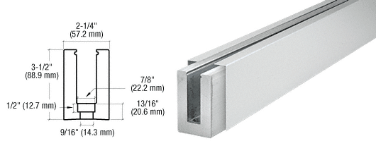 C.R. Laurence CRL Satin Anodized Custom Cladding Low Profile Shoe for 1/2&quot; Glass with 12&quot; CTC Holes | B5LDSAC