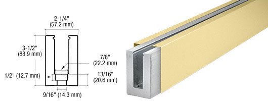 C.R. Laurence CRL Satin Brass Custom Cladding Low Profile Shoe for 1/2&quot; Glass With 12&quot; Center-To-Center Holes | B5LDSBC