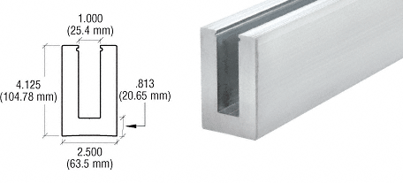 C.R. Laurence CRL 240&quot; B5S Series Standard Square Aluminum Base Shoe Extrusion Only Without Holes | B5S20