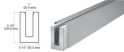 C.R. Laurence CRL Brushed Stainless Custom Cladding Square Base Shoe for 1/2&quot; Glass | B5SBSC