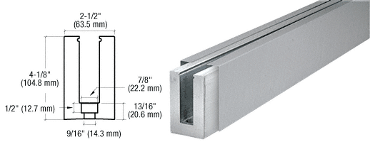 C.R. Laurence CRL Custom Aluminum Square Base Shoe With Brushed Stainless Cladding and Drilled With Hole Pattern D | B5SDBSC