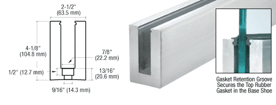 C.R. Laurence CRL Custom B5S Series Standard Square Aluminum Base Shoe Drilled With 9/16&quot; Hole Size | B5SDC