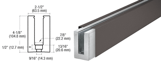 C.R. Laurence CRL Custom Aluminum Square Base Shoe With Duranodic Bronze Cladding and Drilled With Hole Pattern D | B5SDDUC