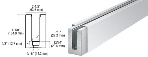 C.R. Laurence CRL Custom Aluminum Square Base Shoe With Polished Stainless Cladding and Drilled With Hole Pattern D | B5SDPSC