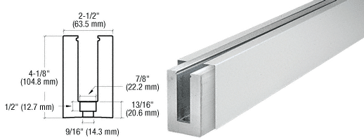 C.R. Laurence CRL Custom Aluminum Square Base Shoe With Satin Anodized Cladding and Drilled With Hole Pattern D | B5SDSAC