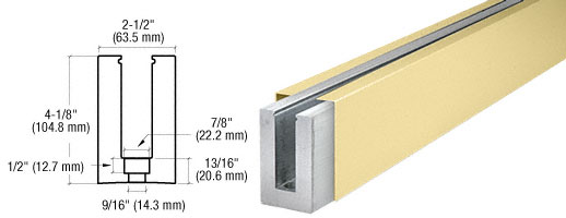 C.R. Laurence CRL Custom Aluminum Square Base Shoe With Satin Brass Cladding and Drilled With Hole Pattern D | B5SDSBC