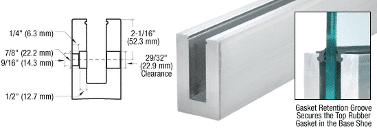 C.R. Laurence CRL Mill Aluminum Custom Fascia Mount Square Base Shoe for 1/2&quot; Glass | B5SFC