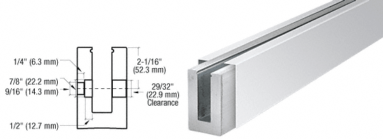 C.R. Laurence CRL Polished Stainless Custom Length Fascia Mount Cladded Square Shoe for 1/2&#39; Glass with 12&quot; CTC Holes | B5SFPSC