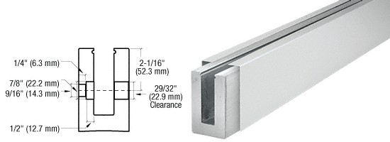 C.R. Laurence CRL Satin Anodized Custom Length Fascia Mount Cladded Square Shoe for 1/2&#39; Glass with 12&quot; CTC Holes | B5SFSAC
