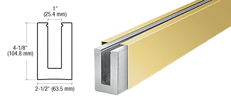 C.R. Laurence CRL Polished Brass Custom Cladding Square Base Shoe for 1/2&quot; Glass | B5SPBC