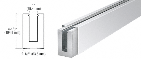 C.R. Laurence CRL Polished Stainless Custom Cladding Square Base Shoe for 1/2&quot; Glass | B5SPSC