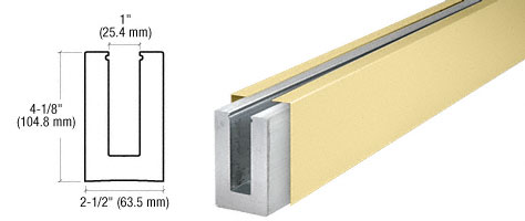C.R. Laurence CRL Satin Brass Custom Cladding Square Base Shoe for 1/2&quot; Glass | B5SSBC