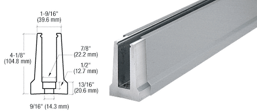 C.R. Laurence CRL Brushed Stainless Custom Cladding Tapered Base Shoe for 1/2&quot; Glass with 12&quot; CTC Holes | B5TDBSC