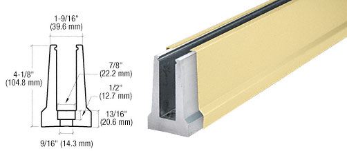 C.R. Laurence CRL Satin Brass Custom Cladding Tapered Base Shoe for 1/2&quot; Glass With 12&quot; Center-To-Center Holes | B5TDSBC