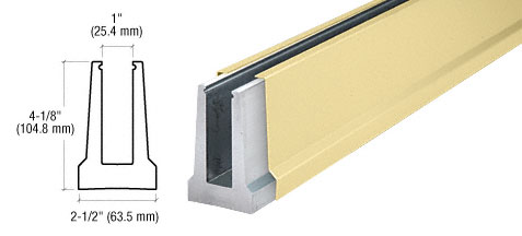 C.R. Laurence CRL Satin Brass Custom Cladding Tapered Base Shoe for 1/2&quot; Glass | B5TSBC