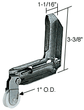 C.R. Laurence Stamped Galvanized Steel Sliding Screen Door Corner Roller Assembly 1&quot; Nylon Roller for Metal Industries - Bulk | B607B