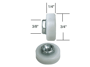 C.R. Laurence CRL 3/4&quot; Flat Nylon Replacement Roller for Croft and Keller Doors | B629