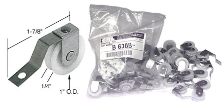 C.R. Laurence Sliding Screen Door Spring Tension Roller for Metal Industries, 1&quot; Diameter Nylon Wheel - Bulk Package (50 Rollers) | B638B