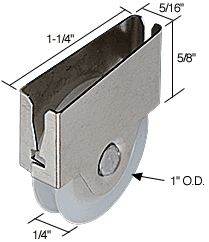 C.R. Laurence Sliding Screen Door Bottom Roller, 1&quot; Nylon Wheel - Package | B652
