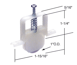 C.R. Laurence CRL Sliding Screen Door Bottom Roller 1&quot; Nylon Wheel for CRL and Columbia Doors - Package | B691