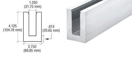 C.R. Laurence CRL Mill Aluminum Square Heavy-Duty Base Shoe Undrilled 10&#39; Long | B7S10