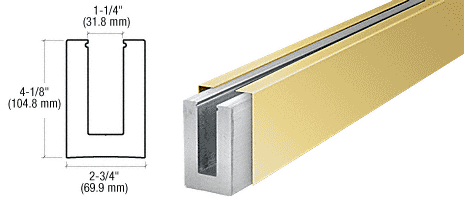 C.R. Laurence CRL Polished Brass Custom Square Heavy-Duty Base Shoe for 3/4&quot; Glass | B7SPBC
