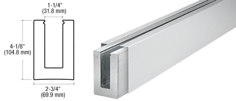 C.R. Laurence CRL Satin Anodized Custom Square Heavy-Duty Base Shoe for 3/4&quot; Glass | B7SSAC