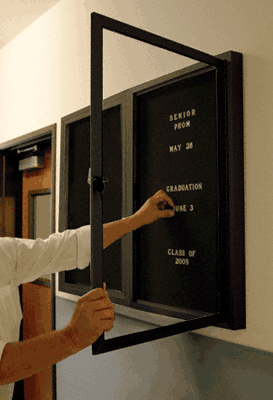 C.R. Laurence CRL 47&quot; x 36&quot; Bronze Anodized Hinged Bulletin Board with Black Letter Board | BBC12LDU
