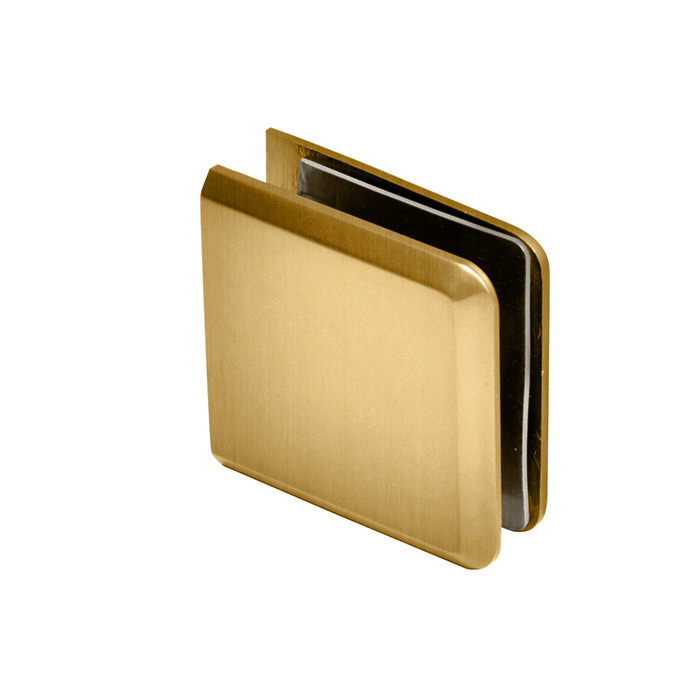 CRL Satin Brass Beveled Hole-in-Glass Style Wall Mount Heavy-Duty Glass Clamp
 | BCU4SB