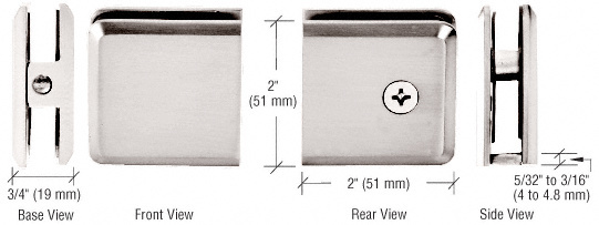 CRL Satin Nickel Beveled Hole-in-Glass Style Wall Mount Heavy-Duty Glass Clamp | BCU4SN