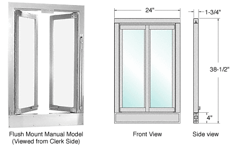 C.R. Laurence CRL Satin Anodized Finish Manual Flush Mount Bi-Fold Service Window | BFW1A