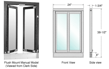 C.R. Laurence CRL Duranodic Bronze Manual Flush Mount Bi-Fold Service Window  | BFW1DU