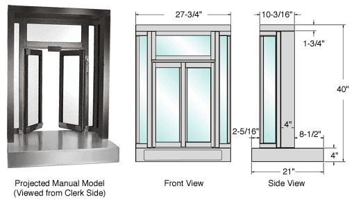 C.R. Laurence CRL Duranodic Bronze Manual Flush Mount Bi-Fold Service Window  | BFW2DU