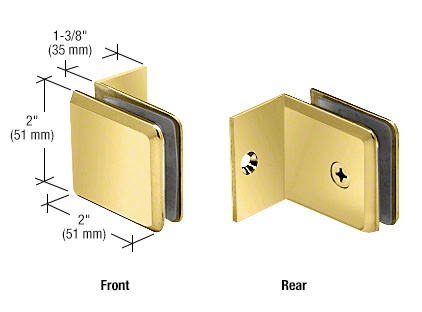 CRL Polished Brass Fixed Panel Beveled Clamp With Small Leg | BGC037BR