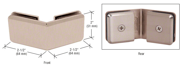 CRL Brushed Nickel Beveled 135 Degree Glass-to-Glass Clamp  | BGC135BN