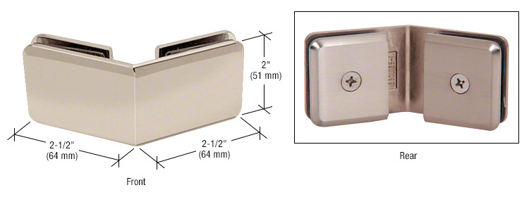 CRL Polished Nickel Beveled 135 Degree Glass-to-Glass Clamp  | BGC135PN