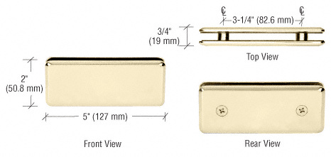 CRL Polished Brass Beveled 180 Degree Glass-to-Glass Clamp  | BGC180BR