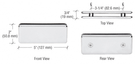 CRL Polished Nickel Beveled 180 Degree Glass-to-Glass Clamp  | BGC180PN