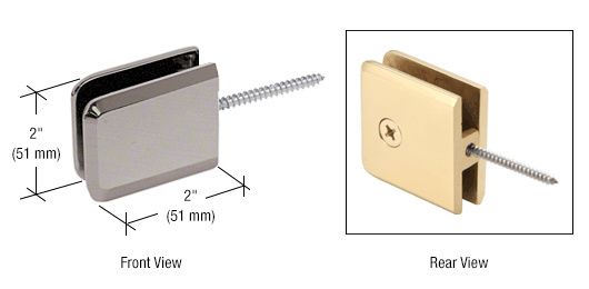 CRL Brushed Nickel Square Beveled Wall Mount Movable Transom Clamp | BGC186BN