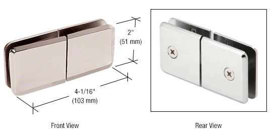 CRL Polished Nickel Square Beveled 180 Degree Glass-to-Glass Movable Transom Clamp | BGC188PN