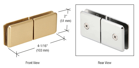 CRL Satin Brass Square Beveled 180 Degree Glass-to-Glass Movable Transom Clamp | BGC188SB