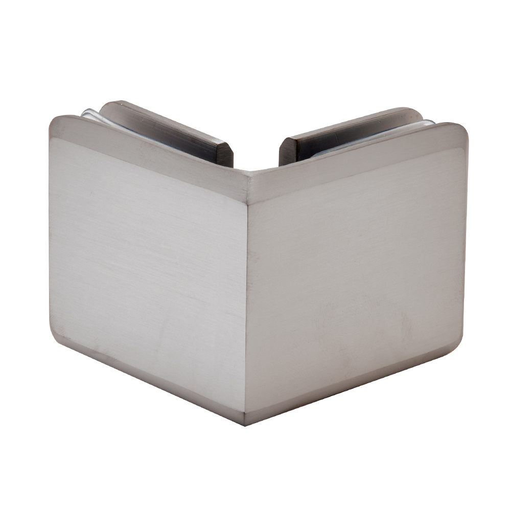 CRL Brushed Nickel Beveled Style 90 Degree Glass-to-Glass Clamp | BGC90BN