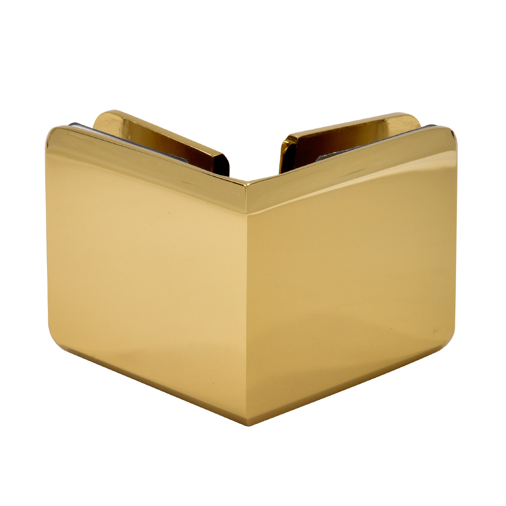 CRL Polished Brass Beveled Style 90 Degree Glass-to-Glass Clamp | BGC90BR