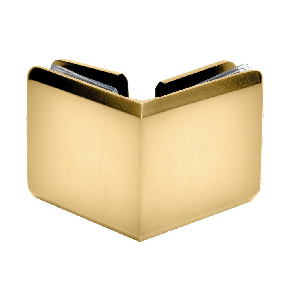 CRL Satin Brass Beveled Style 90 Degree Glass-to-Glass Clamp | BGC90SB