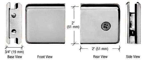 CRL Brushed Nickel Beveled Style Notch-in-Glass Fixed Panel U-Clamp | BGCU1BN