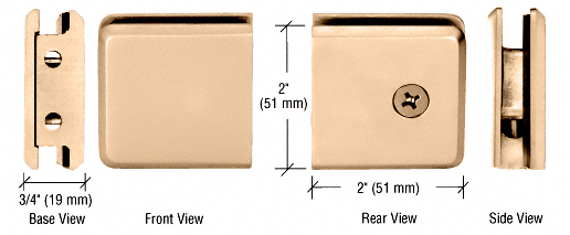 CRL Polished Brass Beveled Style Notch-in-Glass Fixed Panel U-Clamp | BGCU1BR